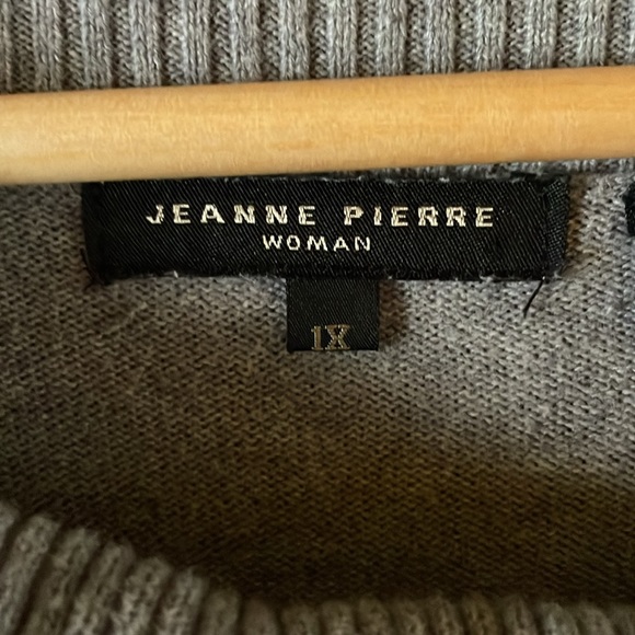 Jeanne Pierre Gray 100% Cotton Tunic gray Sweater Cowl Neck Long Sleeve Size 1X - Picture 4 of 15